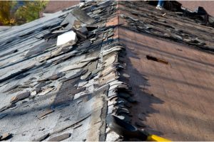 Storm damaged roof